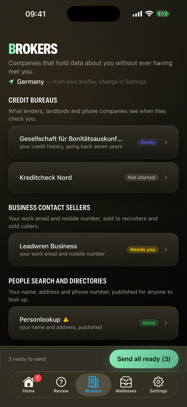 The Brokers tab
